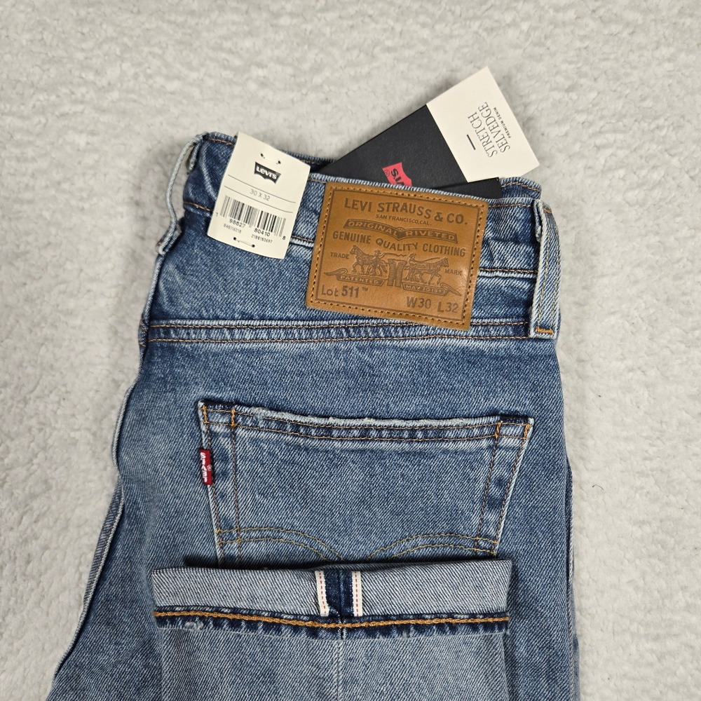 Levis 511 Slim Selvedge Jeans Mens 30x32 Medium Wash 045116218